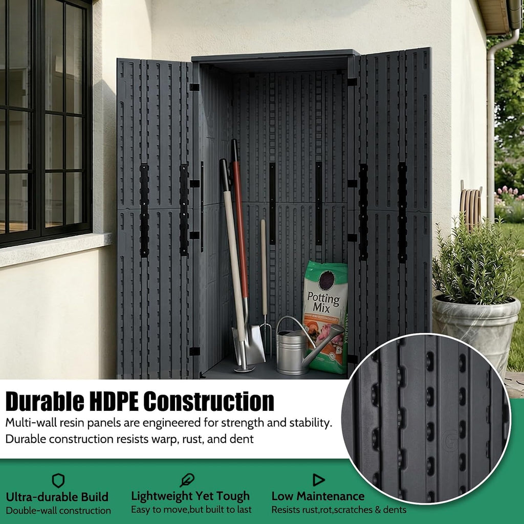Grey Lockable Tall Outdoor Storage Cabinet