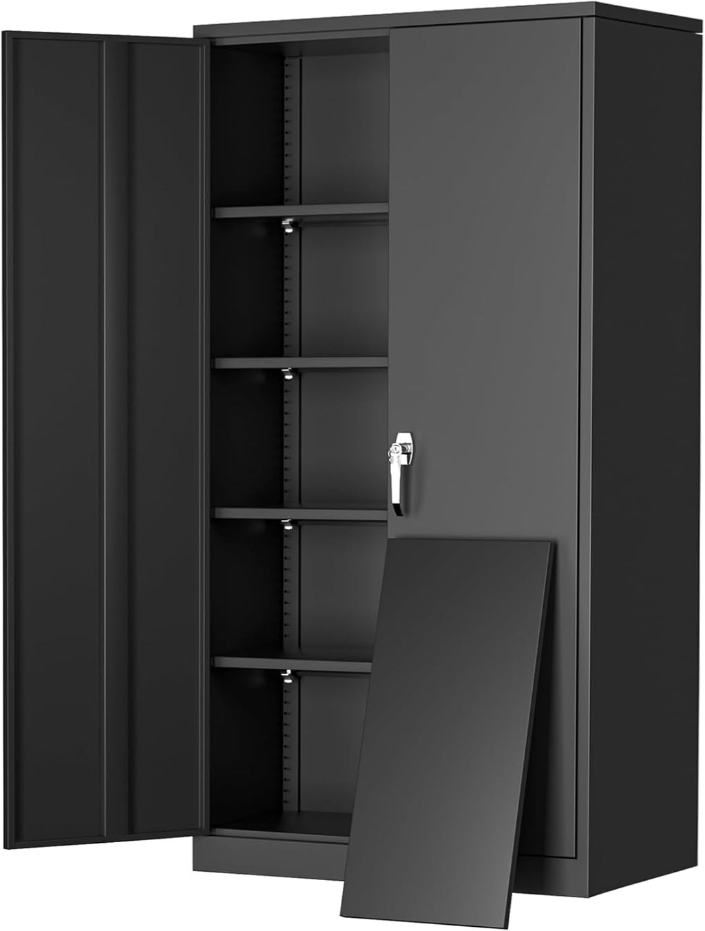 Black Tall Lockable Metal Storage Cabinet