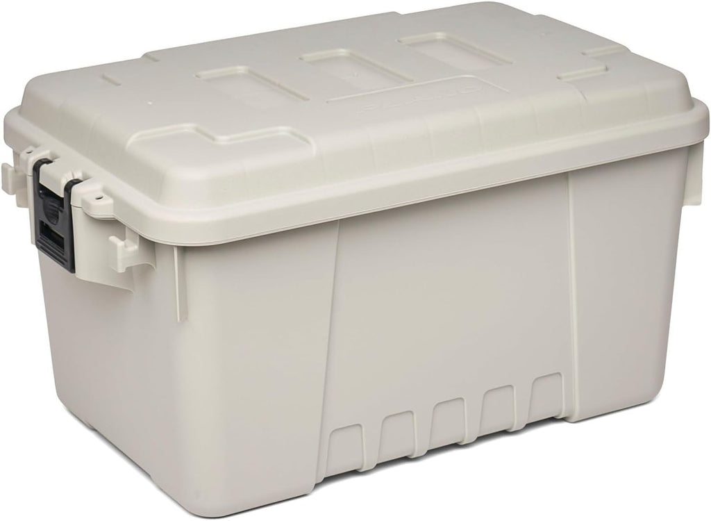 Beige Stackable Plastic Storage Tote Bin