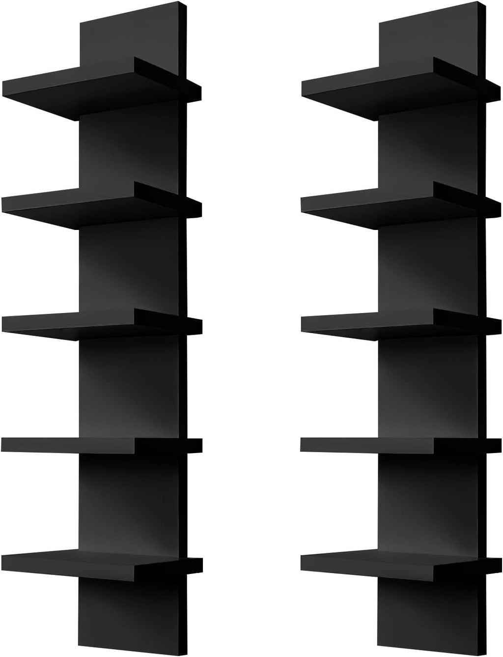Black Floating Vertical Wall Storage Shelf Unit