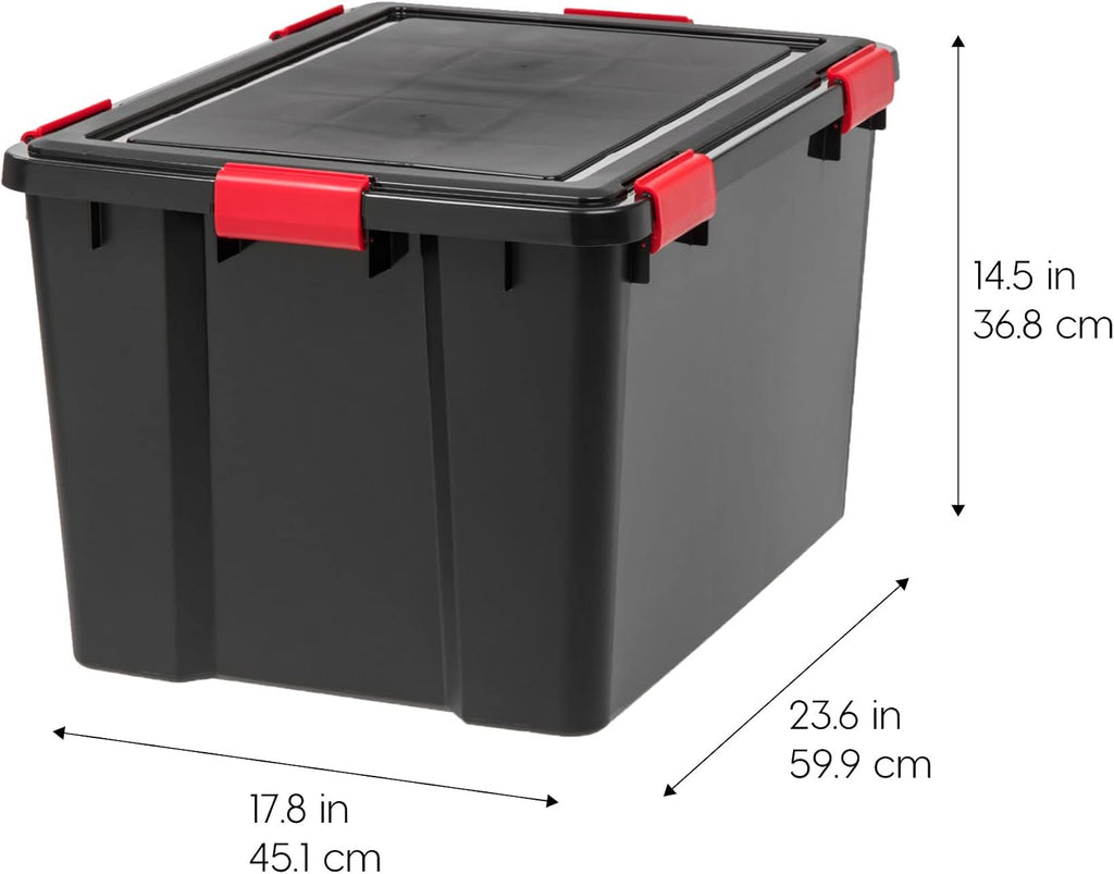 Black‑Red Airtight Plastic Storage Bins
