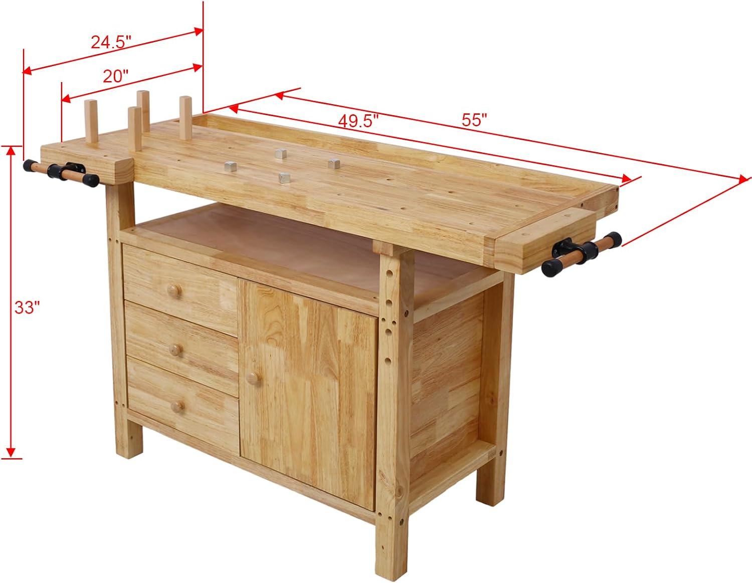 Heavy‑Duty Wooden Garage Storage Workbench