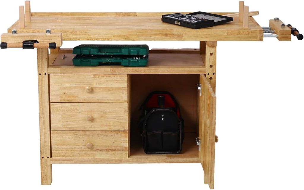 Heavy‑Duty Wood Workshop Workbench Table