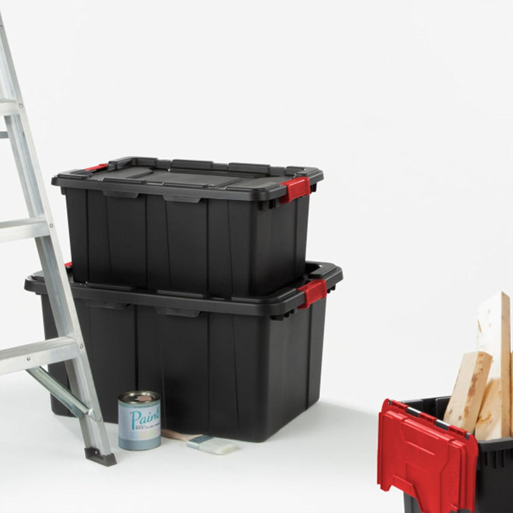 Black Heavy‑Duty Plastic Storage Totes