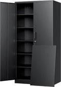 Black Lockable Steel Garage Storage Cabinet