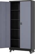 Rolling Lockable Tall Metal Storage Cabinet