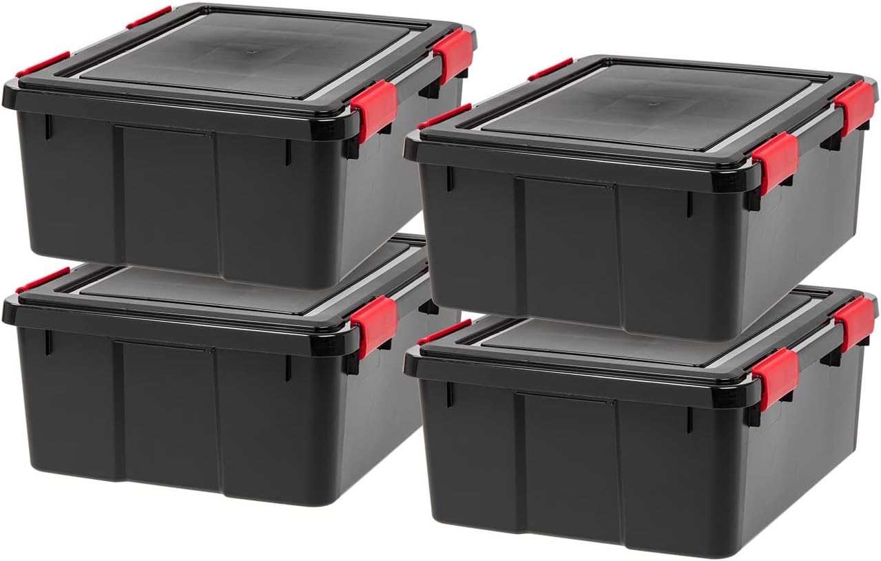 Black‑Red Airtight Plastic Storage Bins