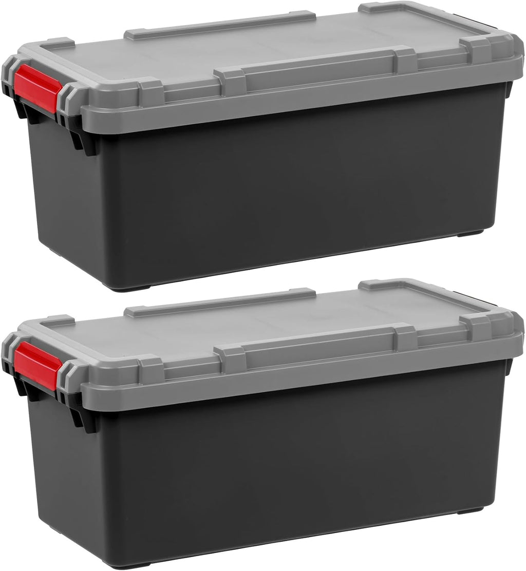 Dark Gray Lockable Plastic Storage Trunk