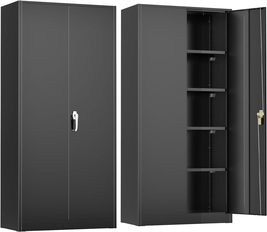 Black Heavy‑Duty Metal Garage Storage Cabinet