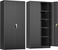 Black Heavy‑Duty Metal Garage Storage Cabinet