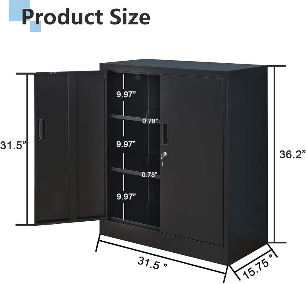 Black Lockable Metal Garage Storage Cabinet
