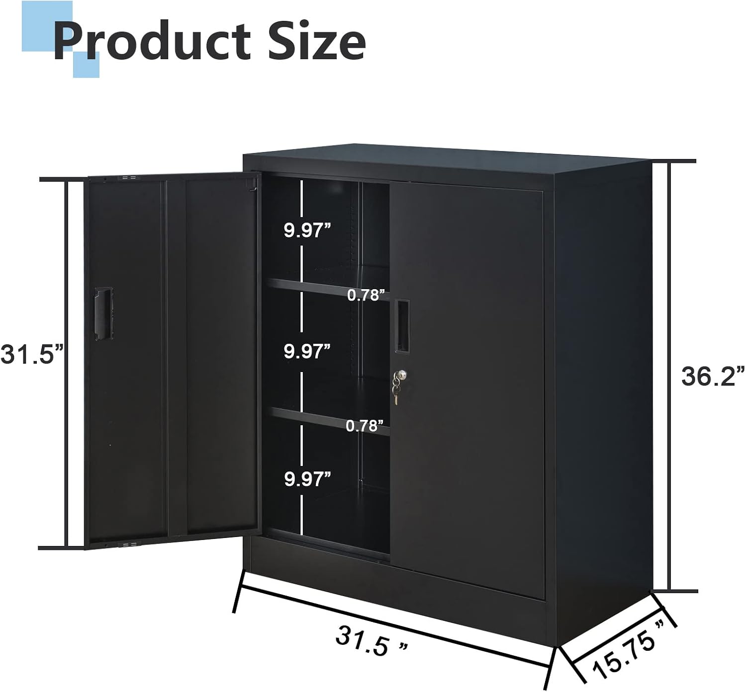 Black Lockable Metal Garage Storage Cabinet