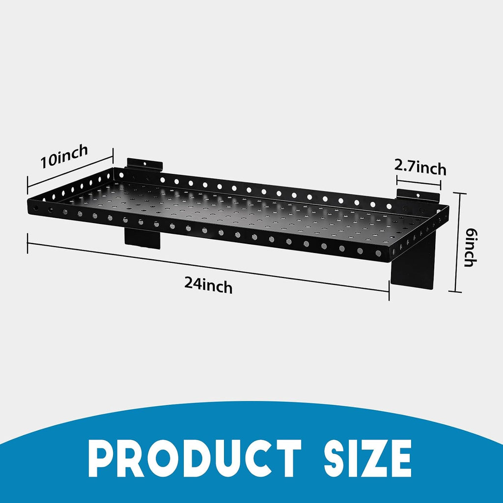 Black Heavy‑Duty Slatwall Hanging Shelves