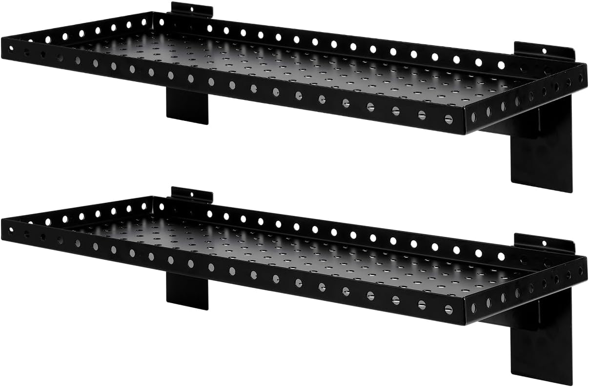Black Heavy‑Duty Slatwall Hanging Shelves