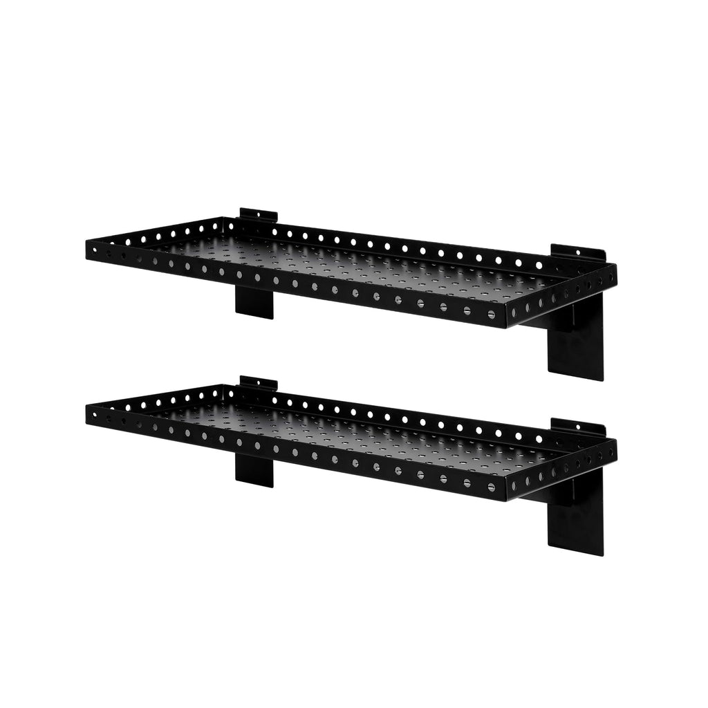 Black Heavy‑Duty Slatwall Hanging Shelves