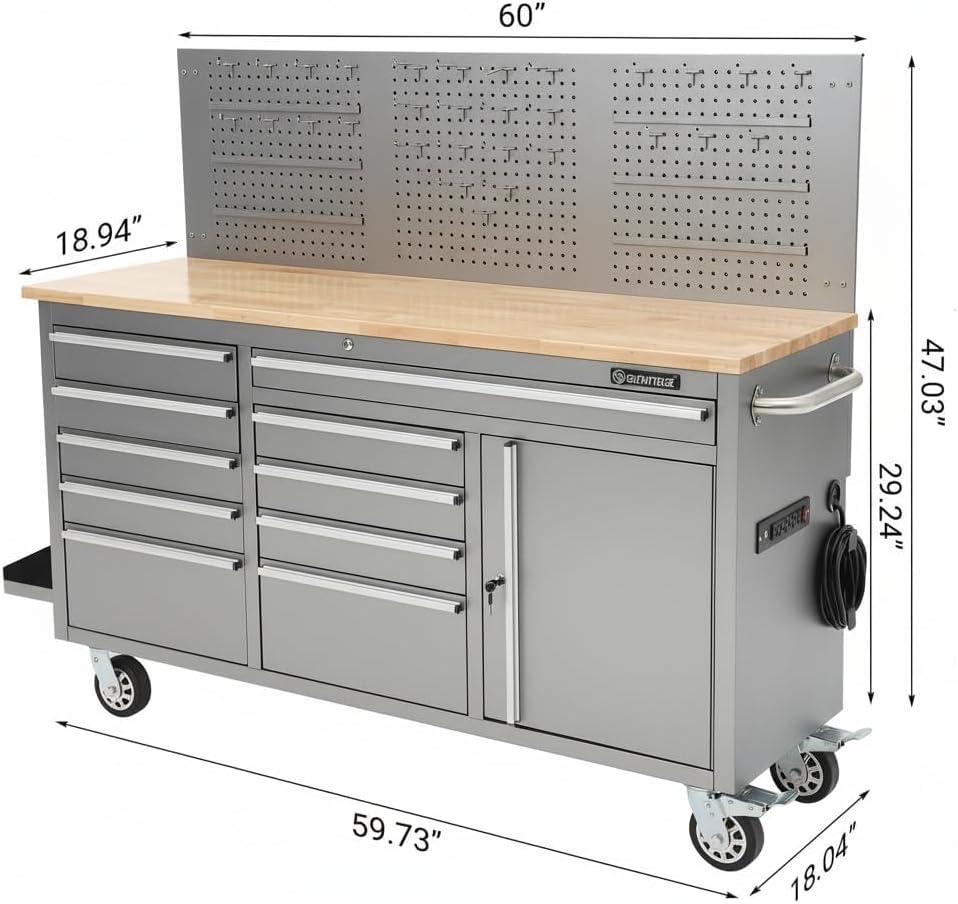 Rolling Heavy‑Duty Garage Workbench Chest