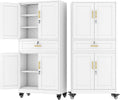 White Rolling Lockable Metal Storage Cabinet