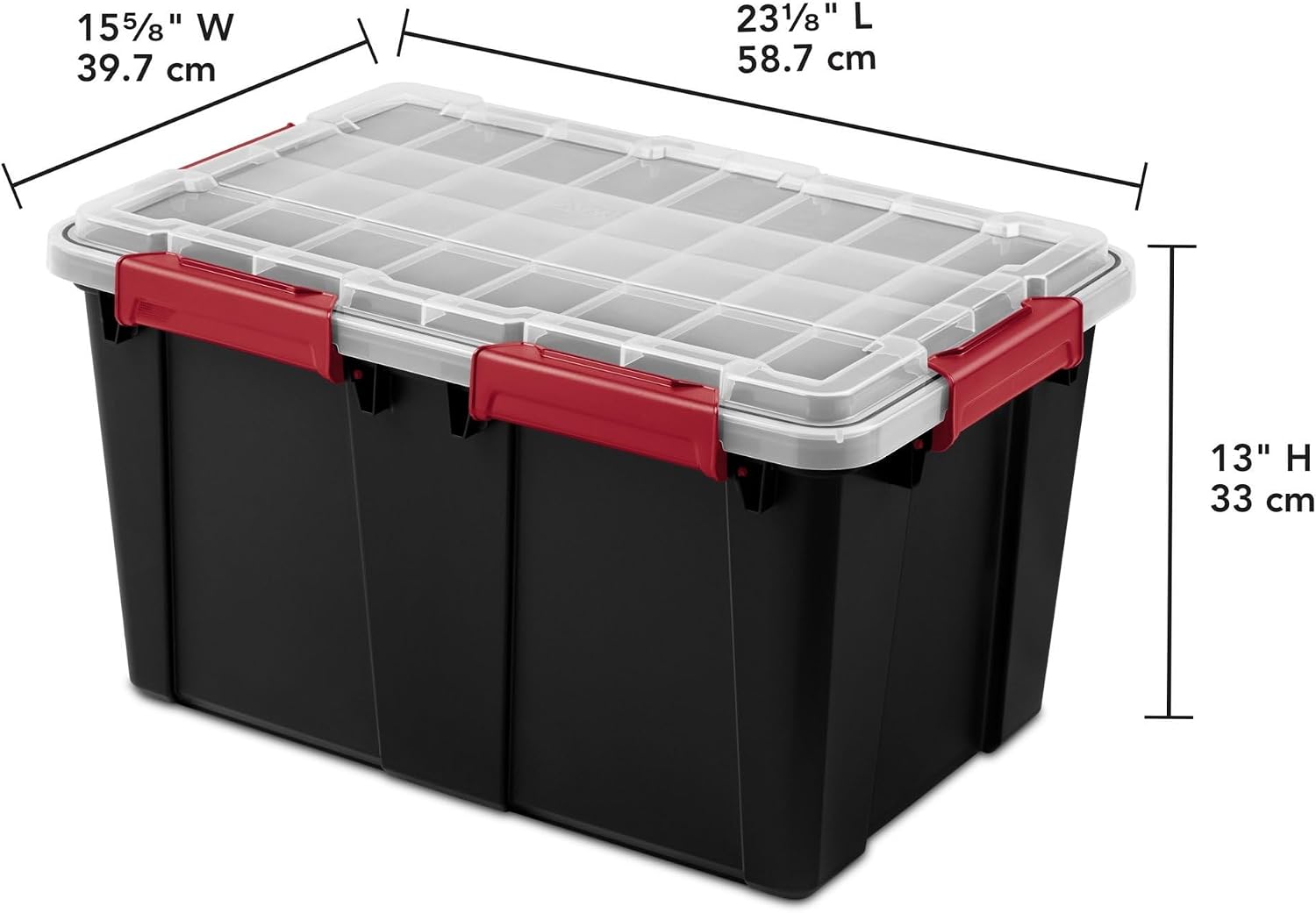 Black Weathertight Plastic Storage Tote Bin