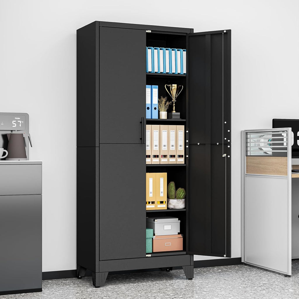 Tall Lockable Metal Garage Storage Cabinet