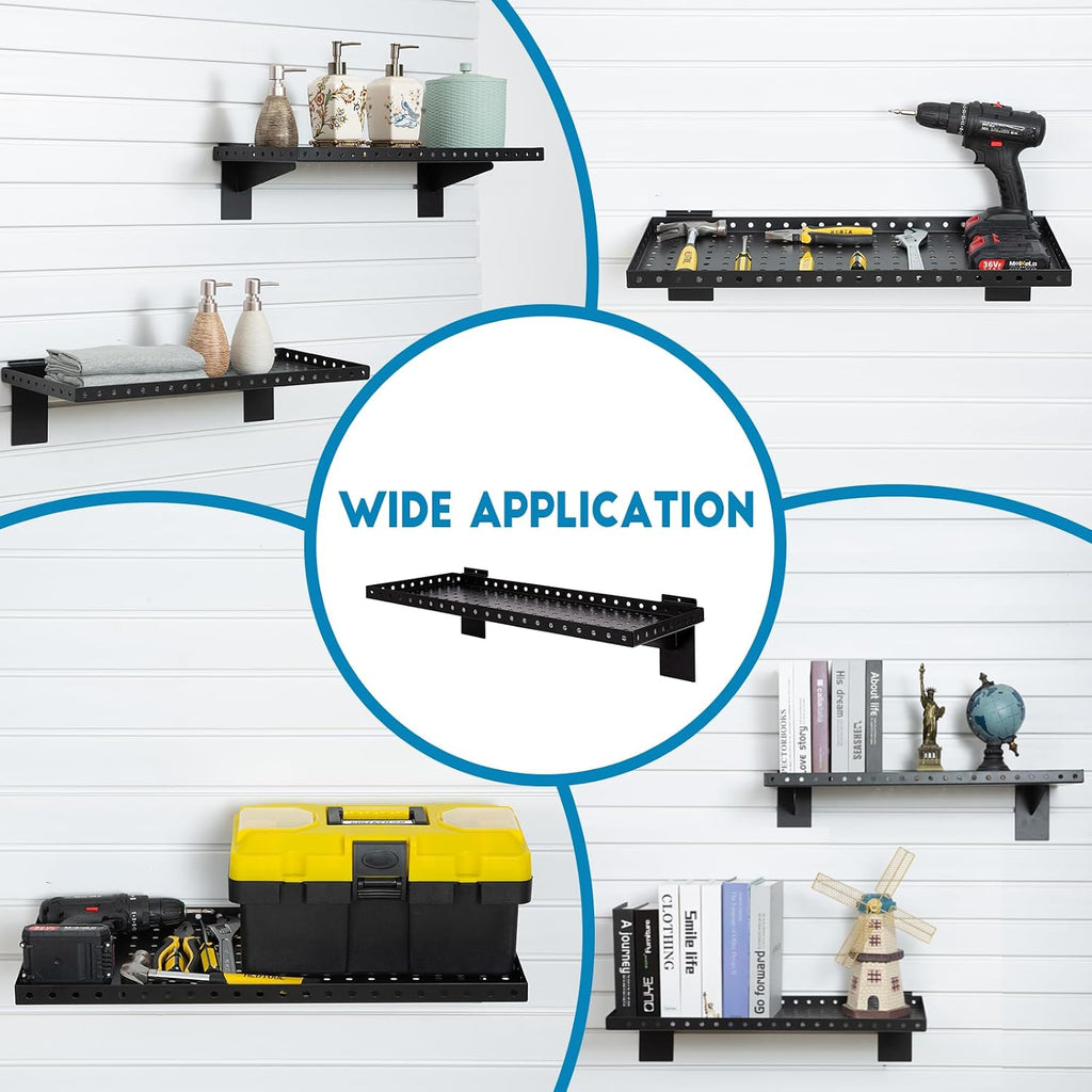 Black Heavy‑Duty Slatwall Hanging Shelves