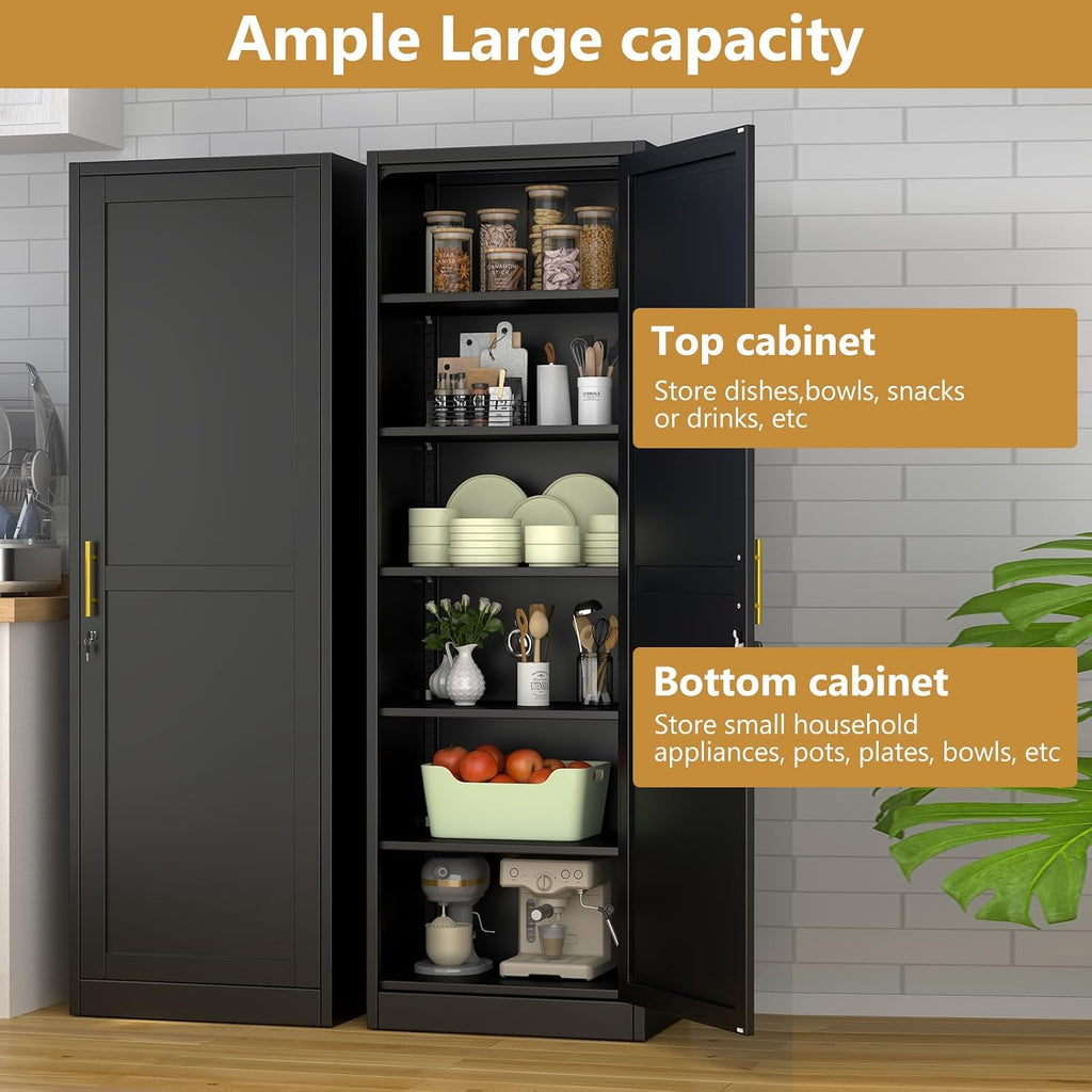 Black Slim Lockable Metal Storage Cabinet