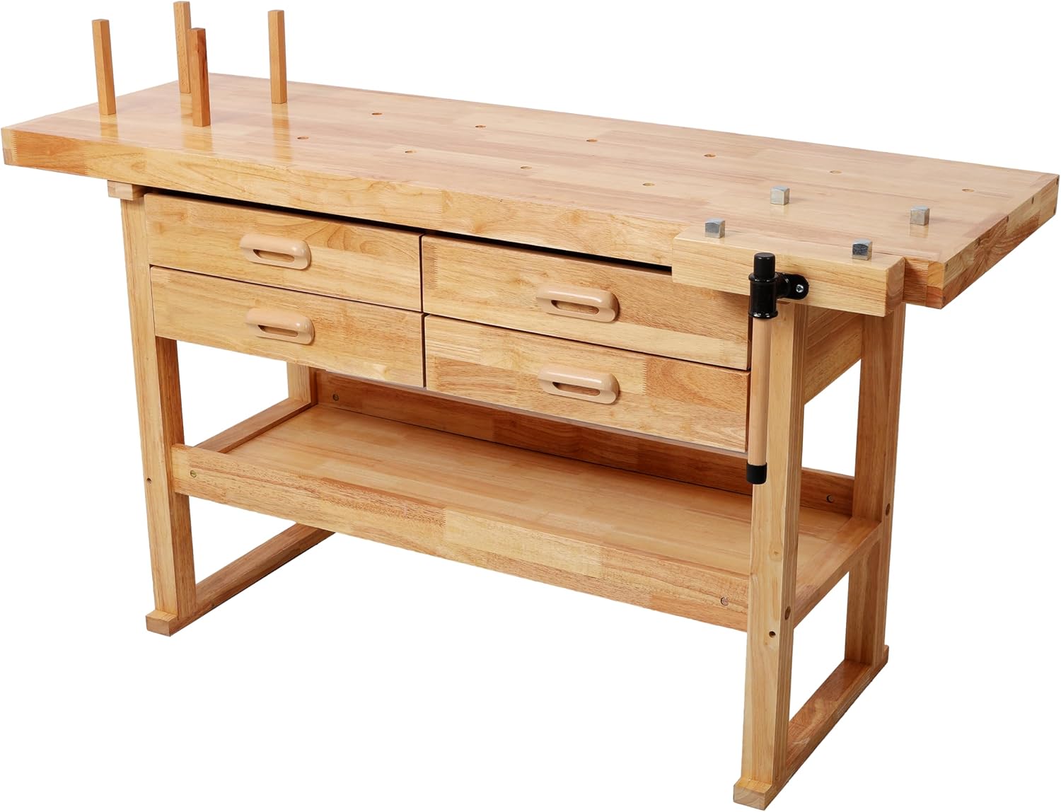 Heavy‑Duty Wooden Garage Workbench Table