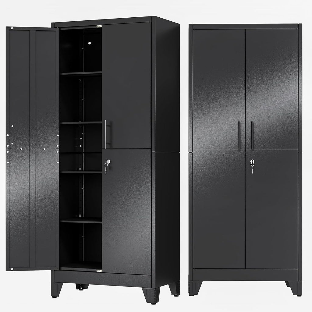 Tall Lockable Metal Garage Storage Cabinet