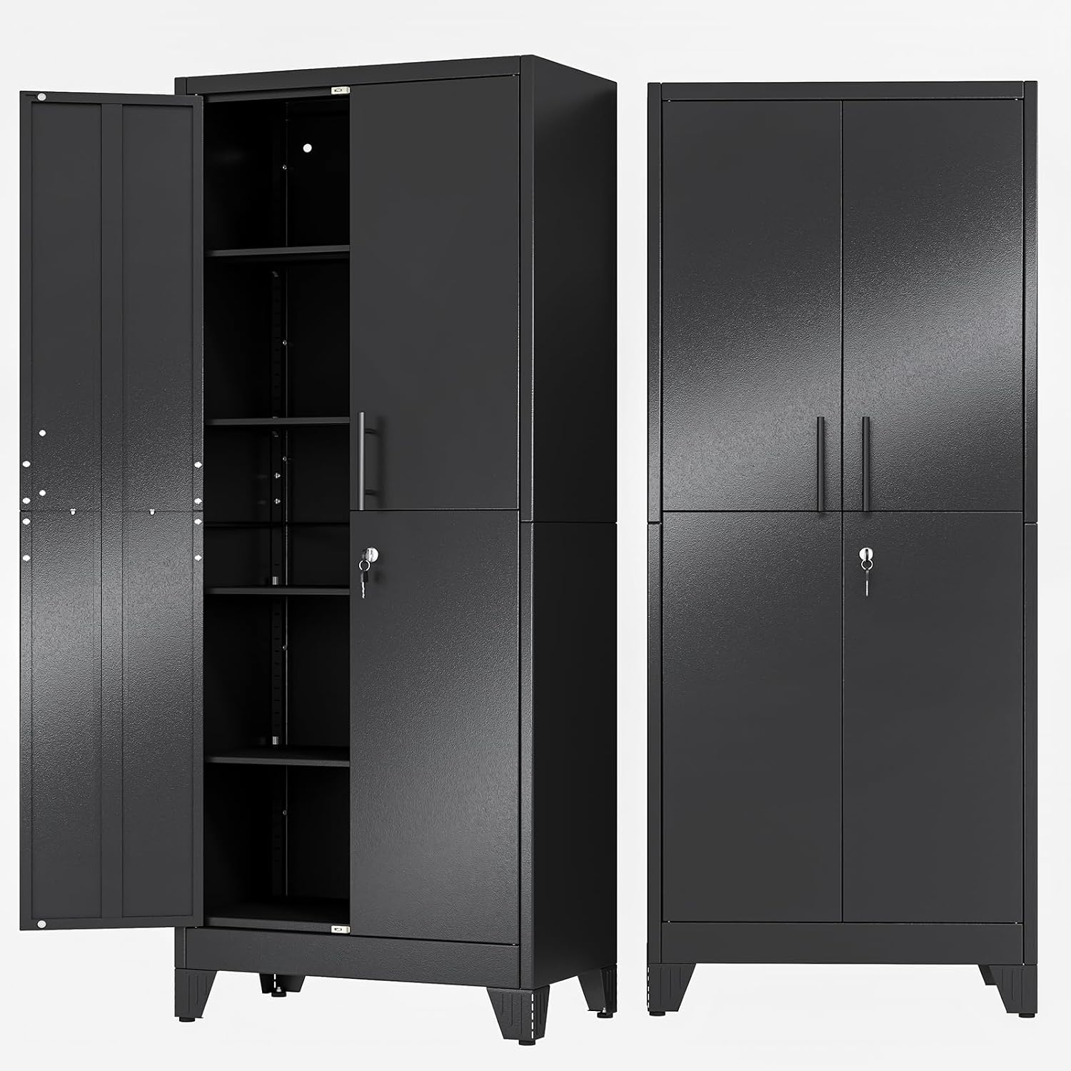 Tall Lockable Metal Garage Storage Cabinet