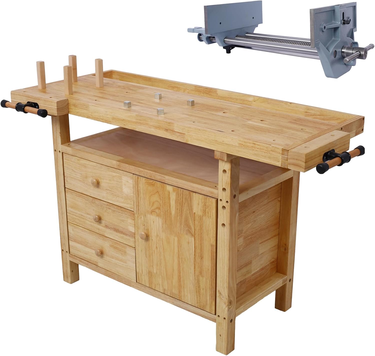 Heavy‑Duty Wood Workshop Workbench Table