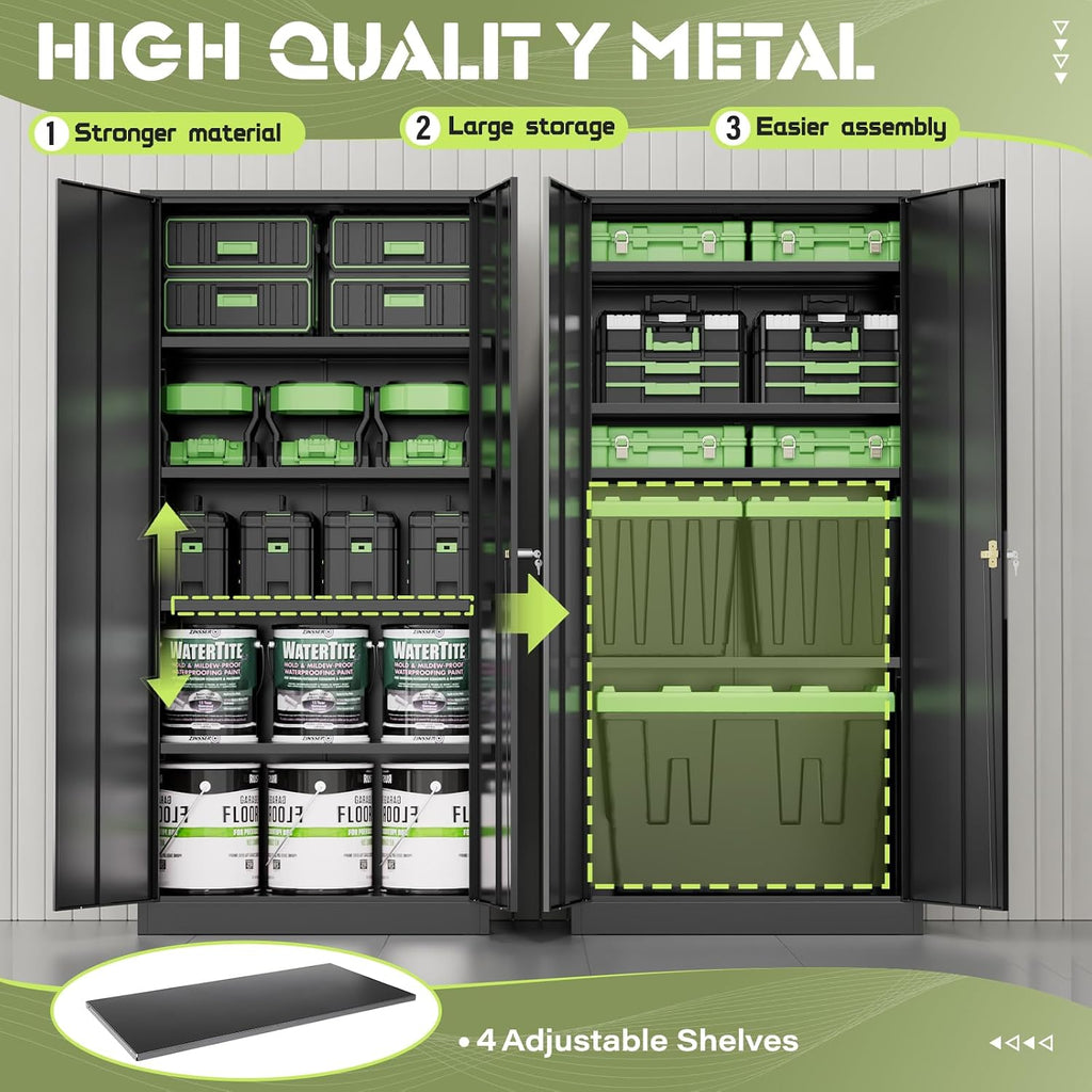 Black Heavy‑Duty Metal Garage Storage Cabinet
