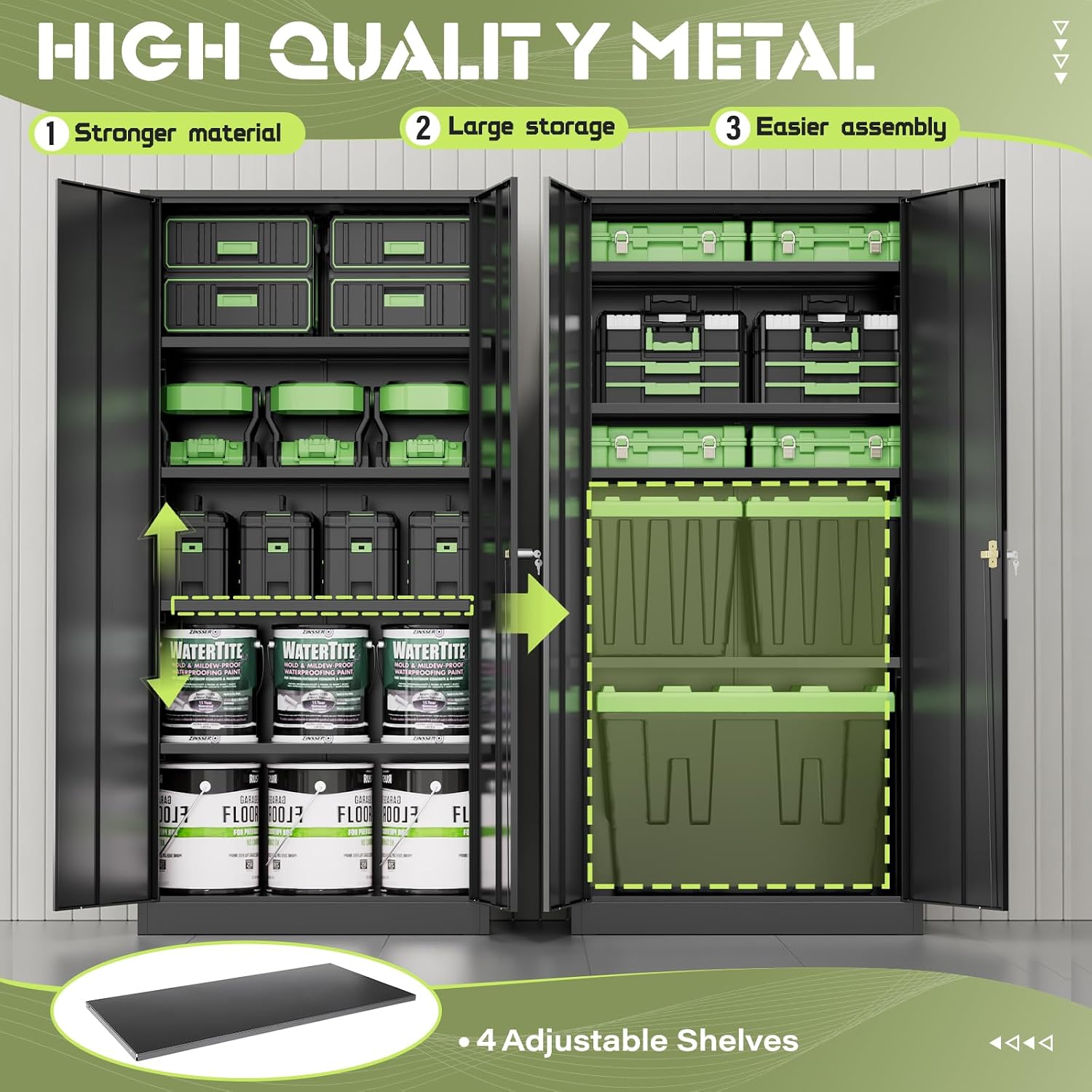 Black Heavy‑Duty Metal Garage Storage Cabinet