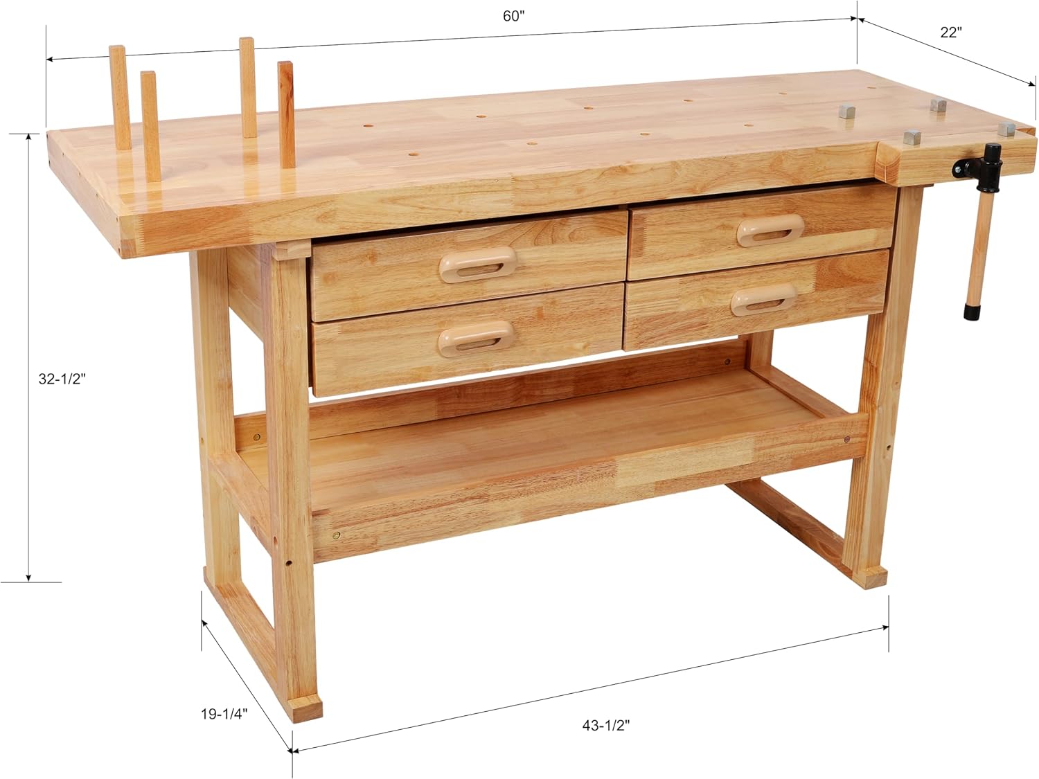 Heavy‑Duty Wooden Garage Workbench Table