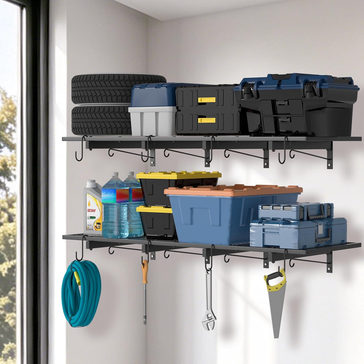 Heavy‑Duty Wall‑Mounted Garage Storage Shelves