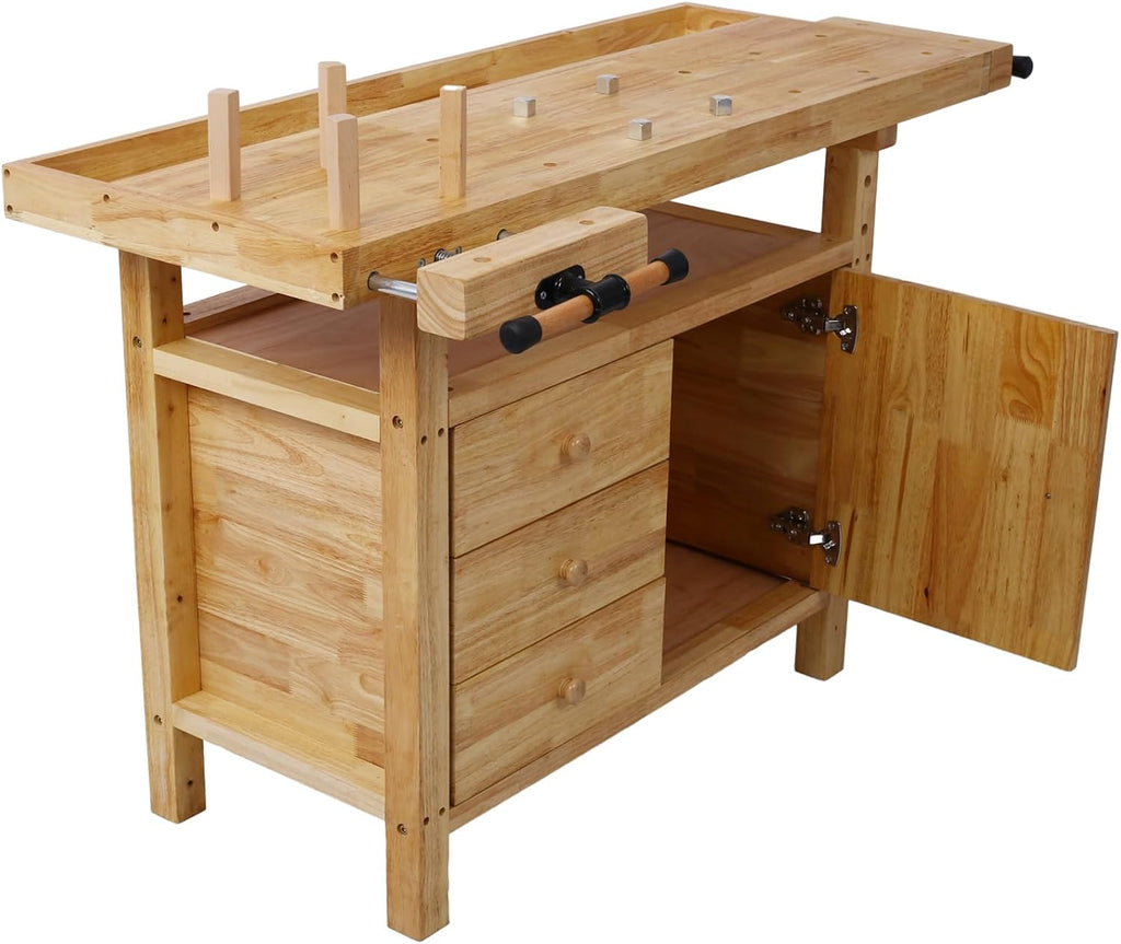 Heavy‑Duty Wood Workshop Workbench Table