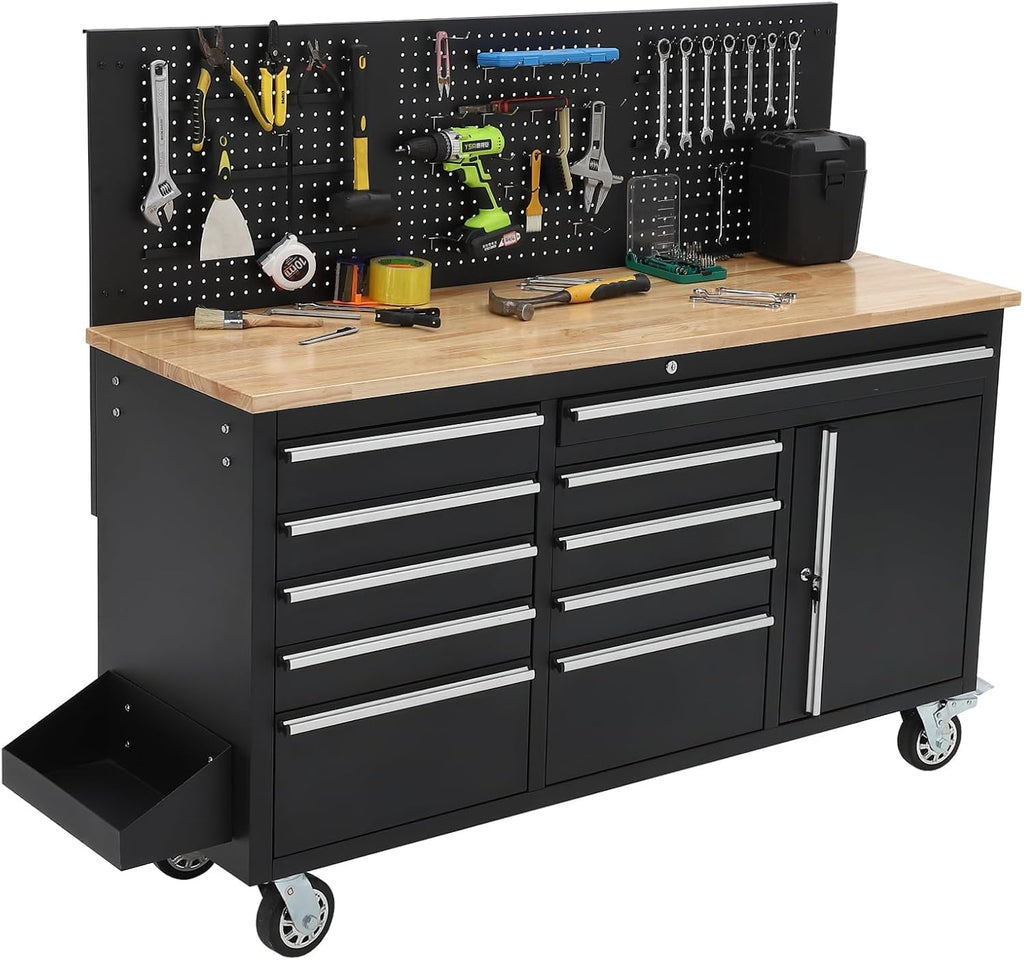 Heavy‑Duty Rolling Garage Tool Workbench Cabinet