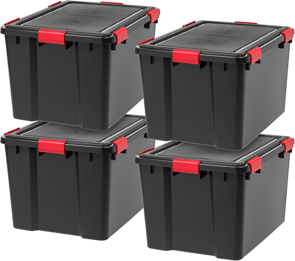 Black‑Red Airtight Plastic Storage Bins