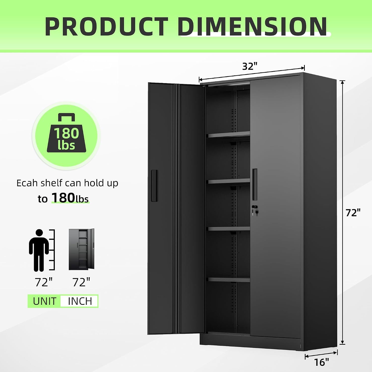 Black Tall Lockable Metal Storage Cabinet