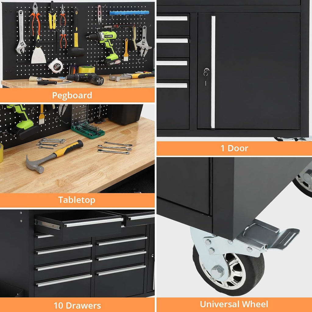 Heavy‑Duty Rolling Garage Tool Workbench Cabinet