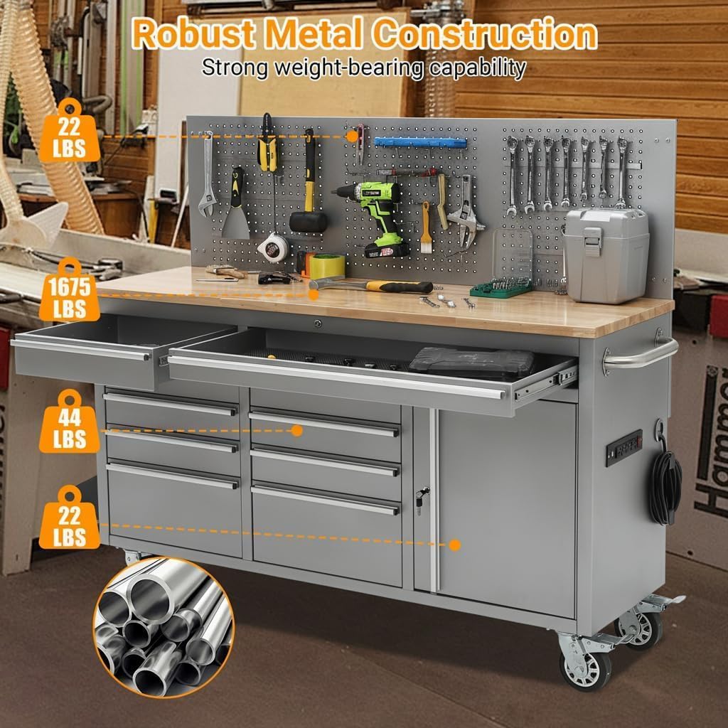 Rolling Heavy‑Duty Garage Workbench Chest