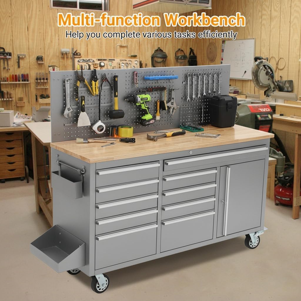 Rolling Heavy‑Duty Garage Workbench Chest