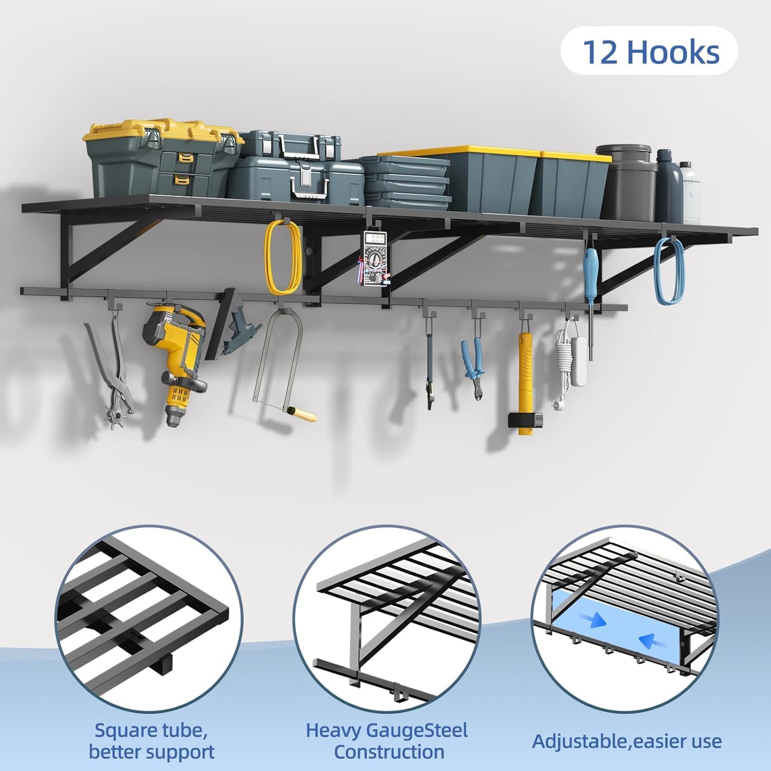 Heavy‑Duty Wall‑Mounted Garage Storage Shelves