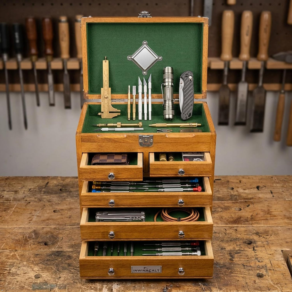 Oak Portable Multi‑Drawer Tool Storage Chest