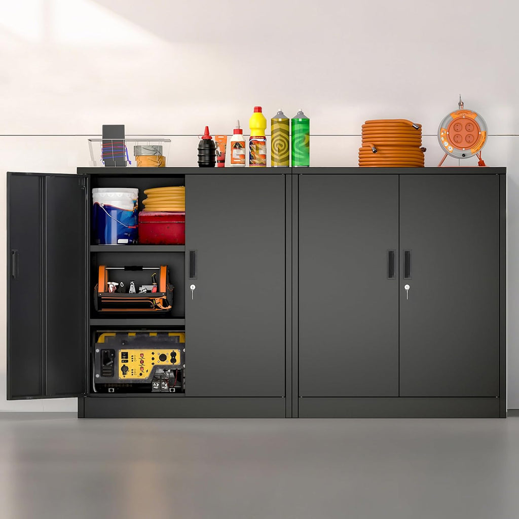 Black Lockable Metal Garage Storage Cabinet