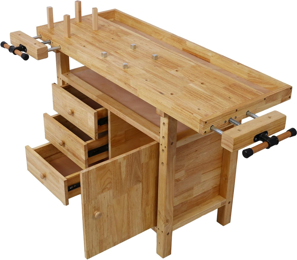 Heavy‑Duty Wood Workshop Workbench Table