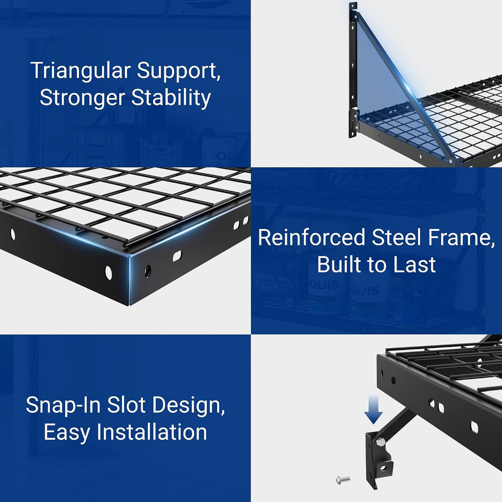 Black Garage Wall‑Mounted Storage Shelving Rack