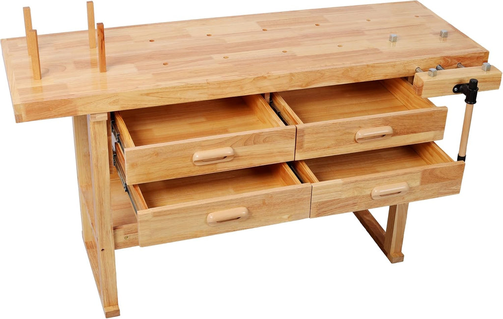 Heavy‑Duty Wooden Garage Workbench Table