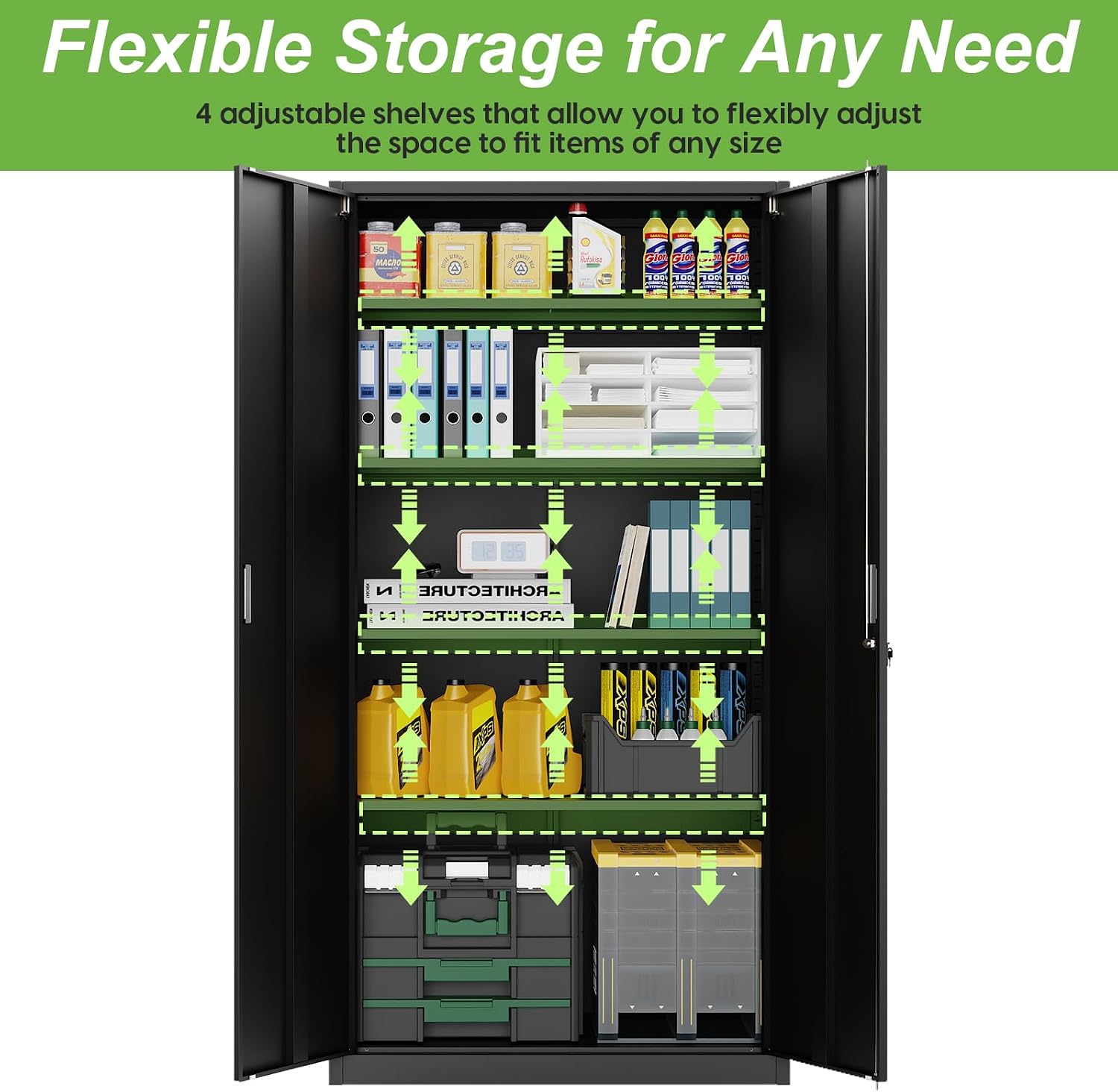 Tall Lockable Steel Garage Storage Cabinet