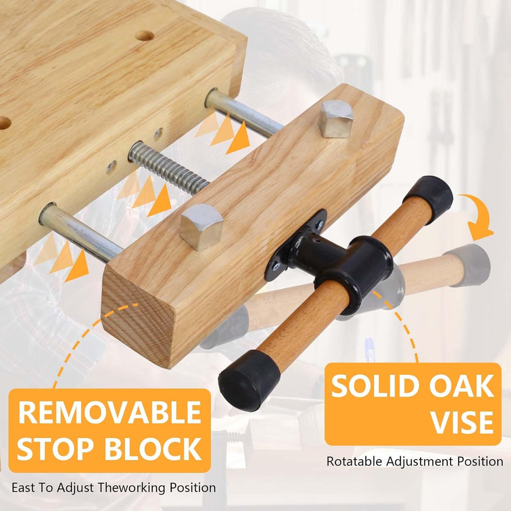 Rubberwood Garage Workshop Storage Workbench