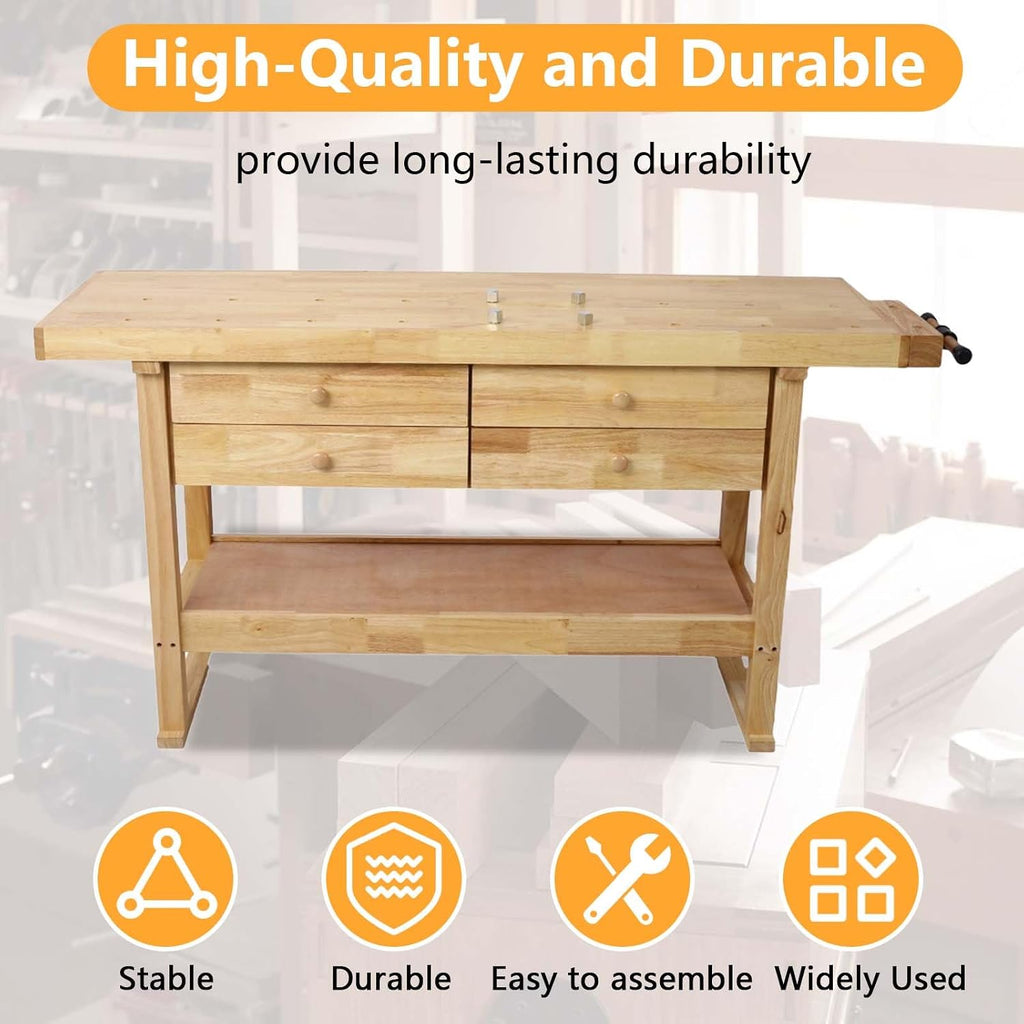 Rubberwood Garage Workshop Storage Workbench