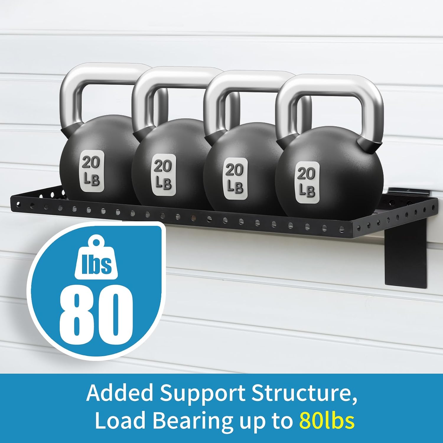 Black Heavy‑Duty Slatwall Hanging Shelves